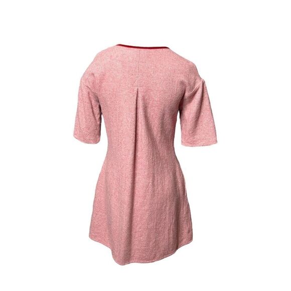 Elizabeth Lau Vintage Red Wool Mini Dress Dorset Buttons Short Sleeves Womens 8 - Picture 2 of 5
